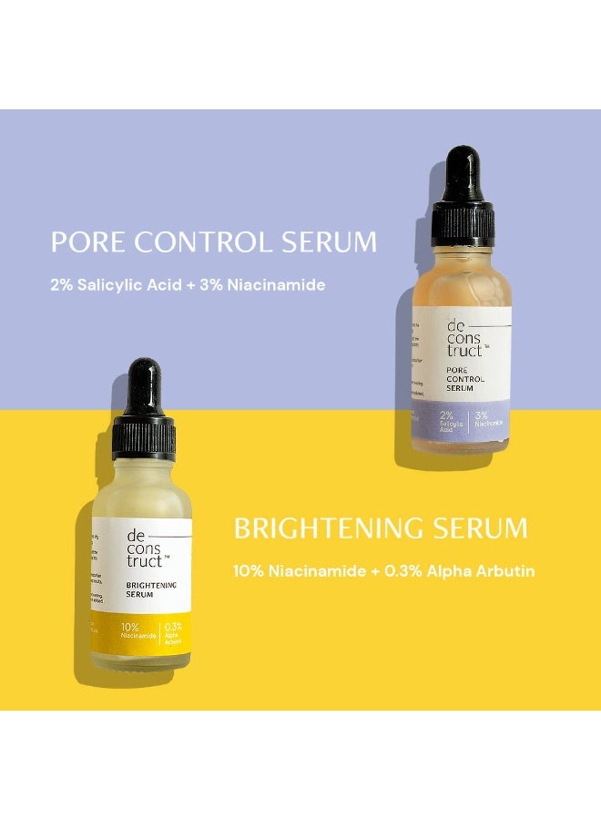 ديكونستركت مجموعة دي كونستركت للتحكم في الزيوت | 10% نياسيناميد و0.3% ألفا أربوتين و2% حمض الساليسيليك و3% نياسيناميد | لجميع أنواع البشرة | 30 مل لكل عبوة | عبوة من قطعتين - Image 2